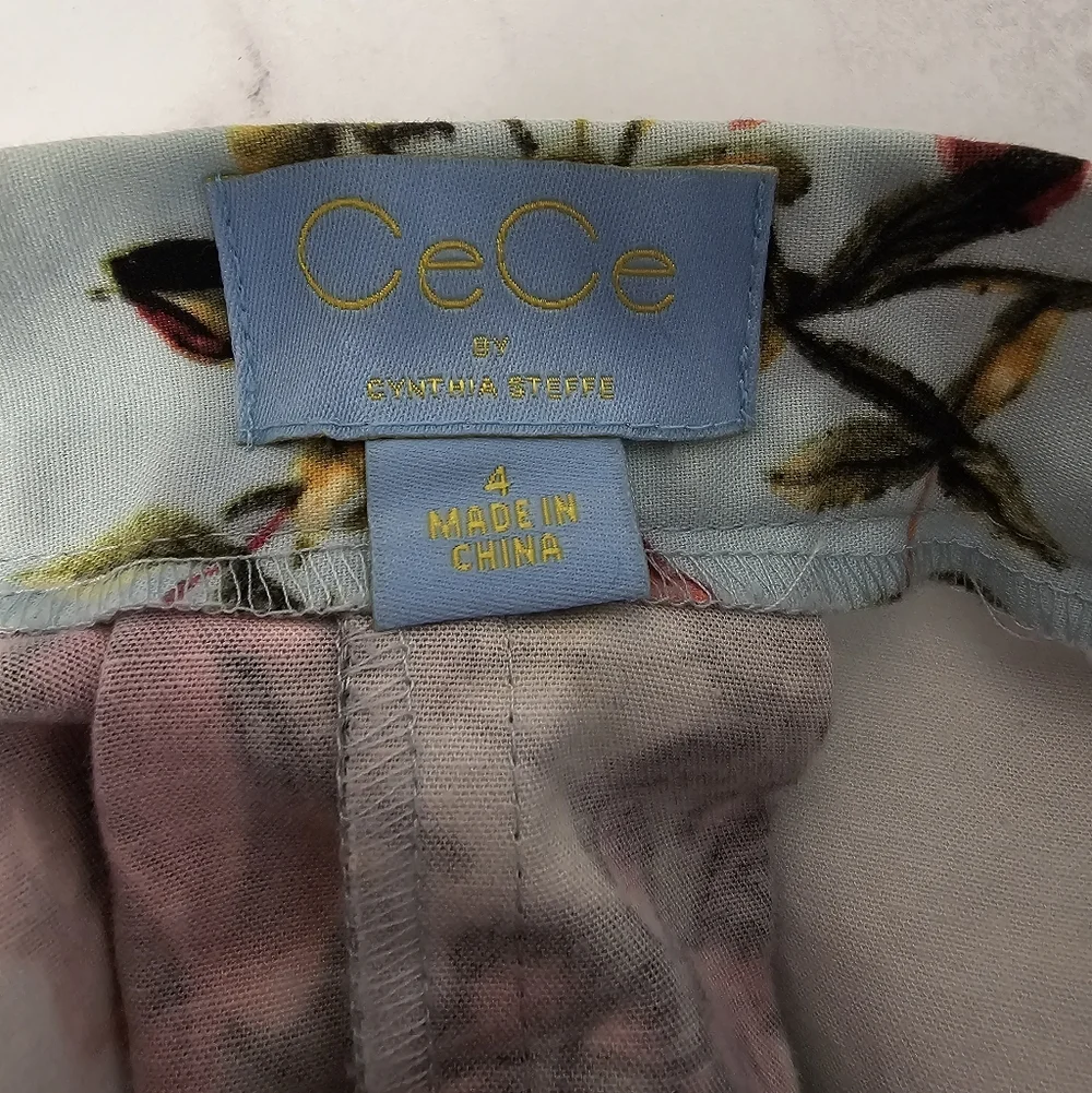 Cece Midi Floral‎ A-Line Midi Blue Skirt 4 Preowned